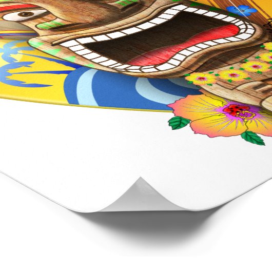 Hawaiian Tiki Surfing Poster (Ecke)