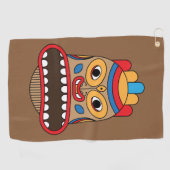 Hawaiian Tiki Tribal Art Golfhandtuch (Horizontal)