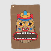 Hawaiian Tiki Tribal Art Golfhandtuch (Vorderseite)