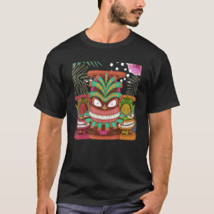 Hawaiian Totem Polynesischer Tiki Maskenbildnis Lu T-Shirt