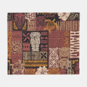 Hawaiian Tribal: Vintage-Stoffpatchwork Fleecedecke (Vorderseite (Horizontal))