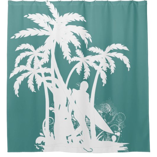 Hawaiian Tropical Beach Surfdesign Duschvorhang (Vorderseite)