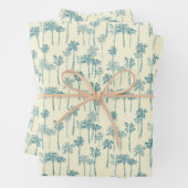 Hawaiian Tropical Blue and Cream Palm Tree Muster Geschenkpapier Set (Beispiel)