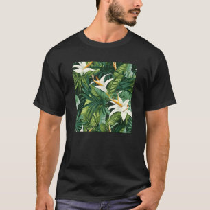Hawaiian Tropical Blume Leaf Pattern Beach Vacati T-Shirt