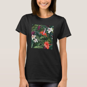 Hawaiian Tropical Blume Leaf Pattern Beach Vacati T-Shirt