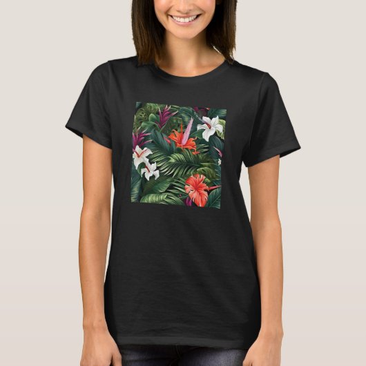 Hawaiian Tropical Blume Leaf Pattern Beach Vacati T-Shirt (Vorderseite)
