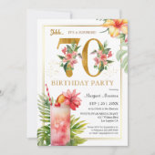 Hawaiian Tropical Cocktail Party zum 70. Geburtsta Einladung (Vorderseite)