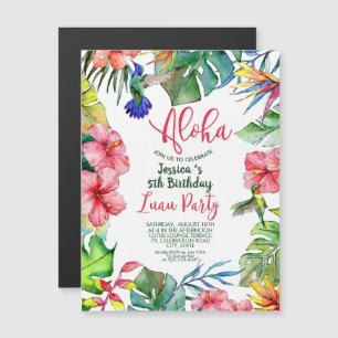 Hawaiian Tropical Floral Birthday Luau Magneteinladung