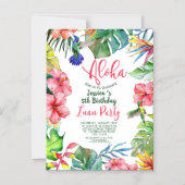 Hawaiian Tropical Floral Birthday Luau Magneteinladung (Vorderseite)