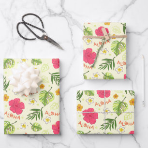 Hawaiian Tropical Floral  Geschenkpapier Set