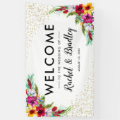 Hawaiian Tropical Floral Gold Glitzer Hochzeit Banner (Vertikal)
