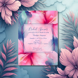 hawaiian tropical floral hibiscus bridal shower  acryleinladungen