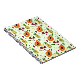 Hawaiian Tropical Fruit Pattern Cream Notebook  Notizblock