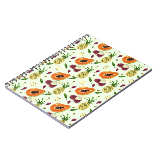 Hawaiian Tropical Fruit Pattern Cream Notebook  Notizblock (Linke Seite)