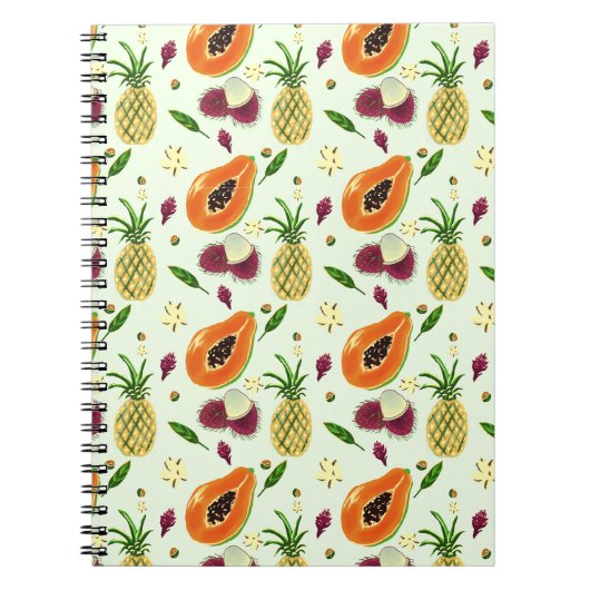 Hawaiian Tropical Fruit Pattern Cream Notebook  Notizblock (Vorderseite)