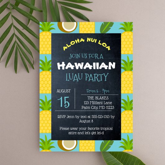 Hawaiian Tropical Luau Party Einladung