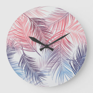 Hawaiian Tropical Palms: Stilvolle nahtlose Palmen Große Wanduhr