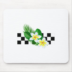 Hawaiian Tropical Plumeria Frangipani Checkerboard Mousepad