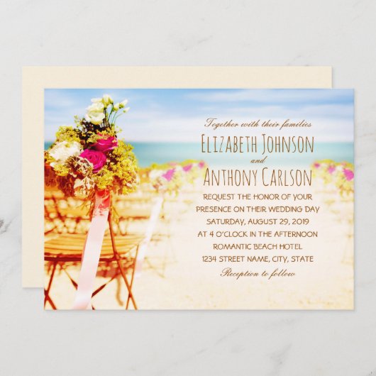 Hawaiian Tropical Rustic Beach Hochzeit Einladung (Vorne/Hinten)