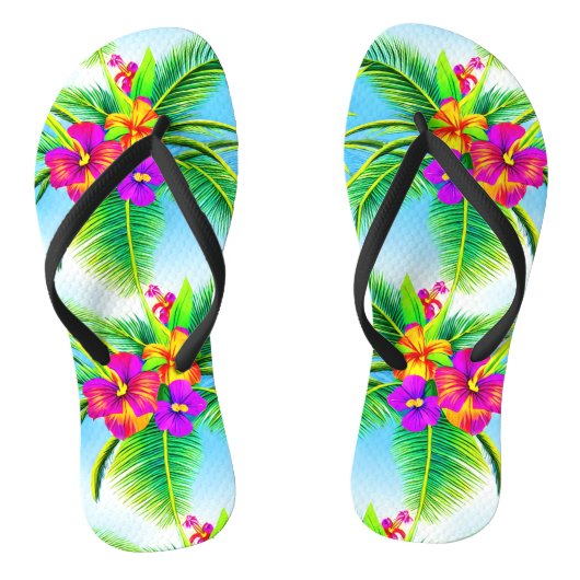 Hawaiian Tropical Seamless Pattern Badesandalen (Fußbett)