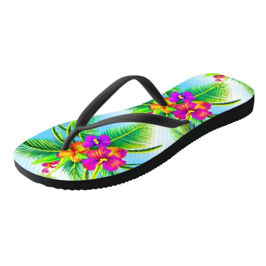 Hawaiian Tropical Seamless Pattern Badesandalen (Schrägansicht)