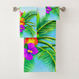 Hawaiian Tropical Seamless Pattern Badhandtuch Set