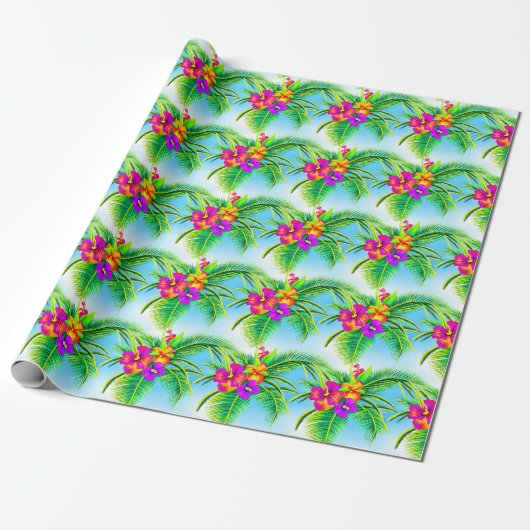 Hawaiian Tropical Seamless Pattern Geschenkpapier (Ungerollt)