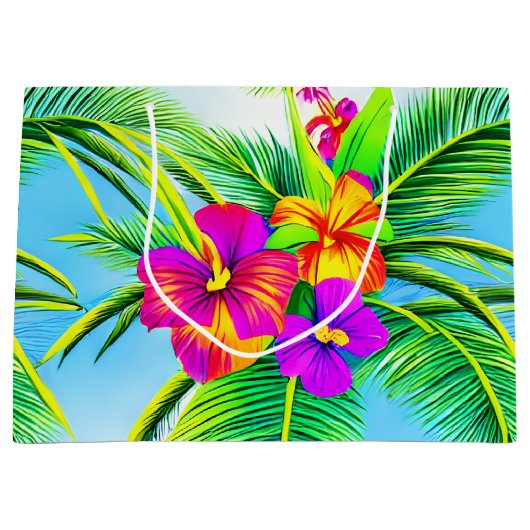 Hawaiian Tropical Seamless Pattern Große Geschenktüte (Vorderseite)