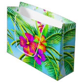 Hawaiian Tropical Seamless Pattern Große Geschenktüte (Vorderseite Schrägansicht)