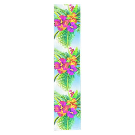 Hawaiian Tropical Seamless Pattern Kurzer Tischläufer (Vorderseite)