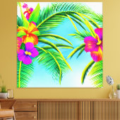 Hawaiian Tropical Seamless Pattern Leinwanddruck (Insitu (Wohnzimmer))