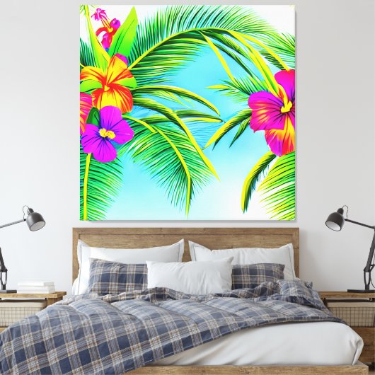 Hawaiian Tropical Seamless Pattern Leinwanddruck (Insitu (Schlafzimmer))