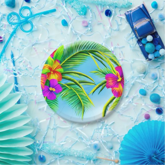 Hawaiian Tropical Seamless Pattern Pappteller (Party)