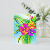 Hawaiian Tropical Seamless Pattern Postkarte (Stehend Vorderseite)