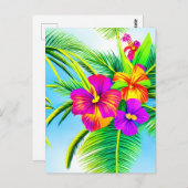 Hawaiian Tropical Seamless Pattern Postkarte (Vorne/Hinten)