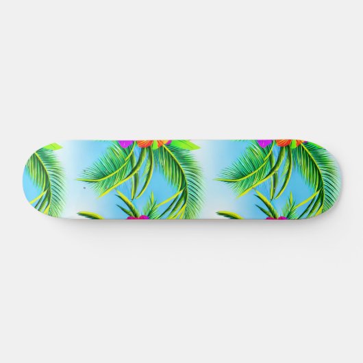 Hawaiian Tropical Seamless Pattern Skateboard (Horizontal)