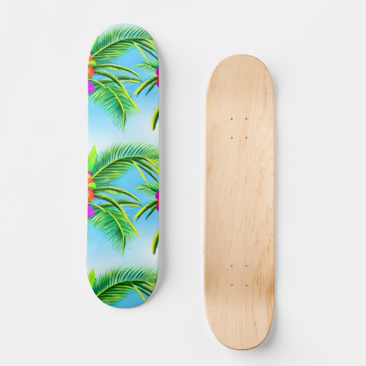 Hawaiian Tropical Seamless Pattern Skateboard (Vorderseite)