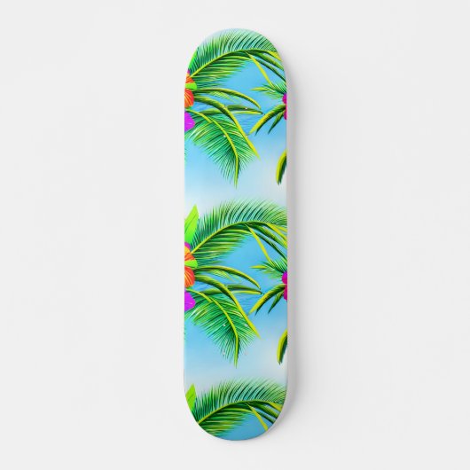 Hawaiian Tropical Seamless Pattern Skateboard (Vorne)