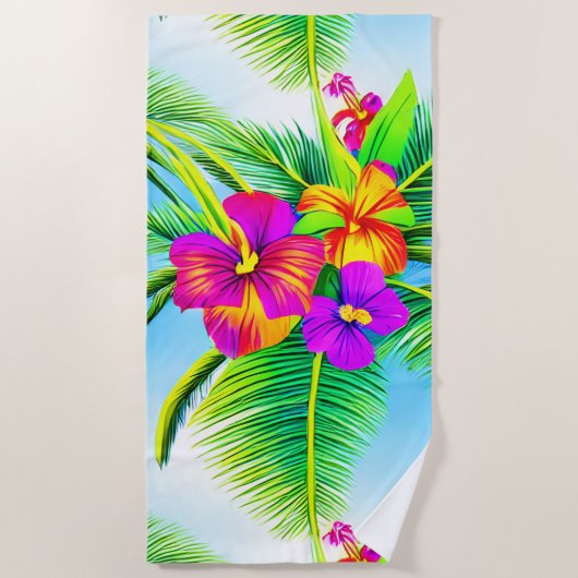 Hawaiian Tropical Seamless Pattern Strandtuch (Vorderseite)