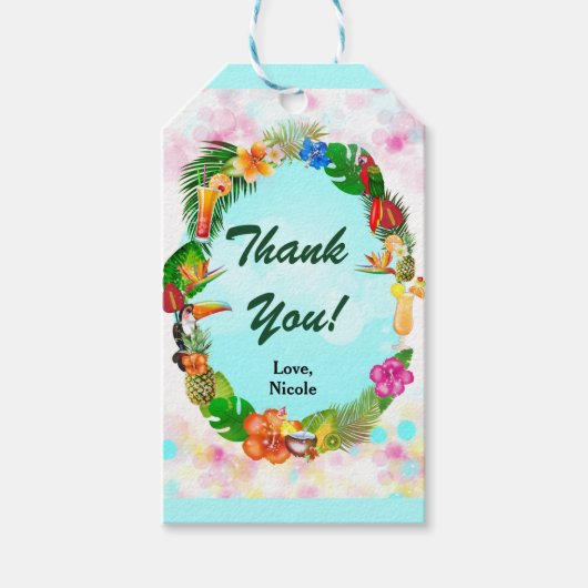 Hawaiian Tropical Summer Things Frame Gastgeschenk Geschenkanhänger (Vorderseite)