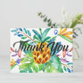 Hawaiian Tropical Watercolor Ananas Vielen Dank Dankeskarte (Stehend Vorderseite)