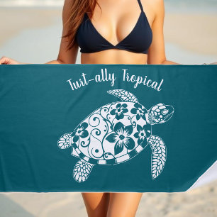 Hawaiian Turtle Fisherman Ästhetische Aquamarin Strandtuch