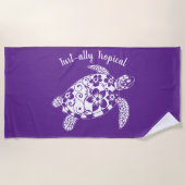 Hawaiian Turtle Fisherman Ästhetische Lila Strandtuch (Vorderseite)
