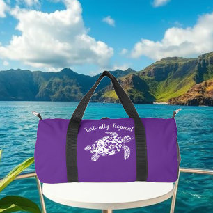 Hawaiian Turtle Fisherman Core Lila Duffle Bag