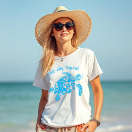 Hawaiian Turtle Turt ally Tropical Blue T - Shirt