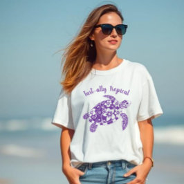 Hawaiian Turtle Turt ally Tropical Lila T-Shirt