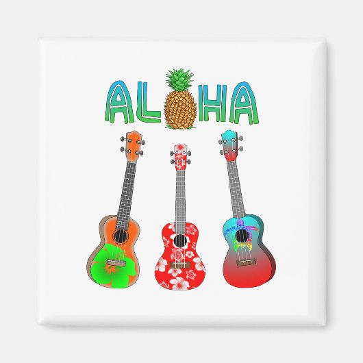 Hawaiian Ukulele Aloha Hawaii Magnet (Vorne)