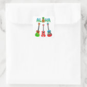 Hawaiian Ukulele Aloha Hawaii Quadratischer Aufkleber (Tasche)