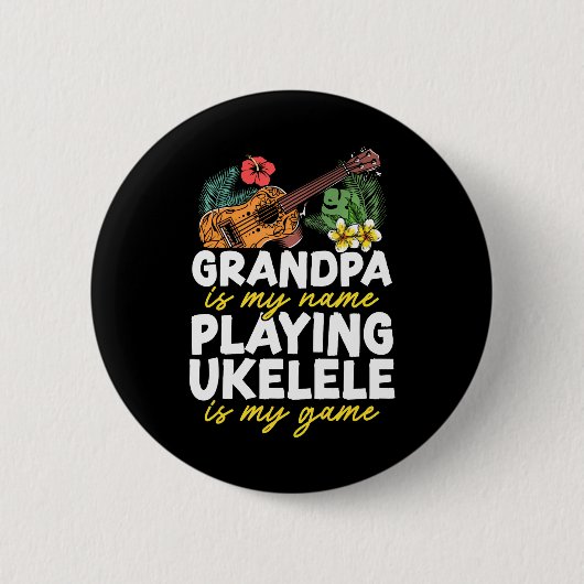 Hawaiian Ukulele Uke Grandpa Opa ist mein Name Button (Vorderseite)