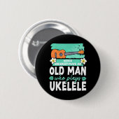 Hawaiian Ukulele Uke Grandpa Remüder Nie Button (Vorne & Hinten)